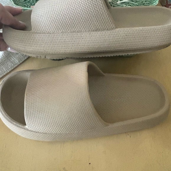 Beige Rubber Slide Sandals - Picture 3 of 3